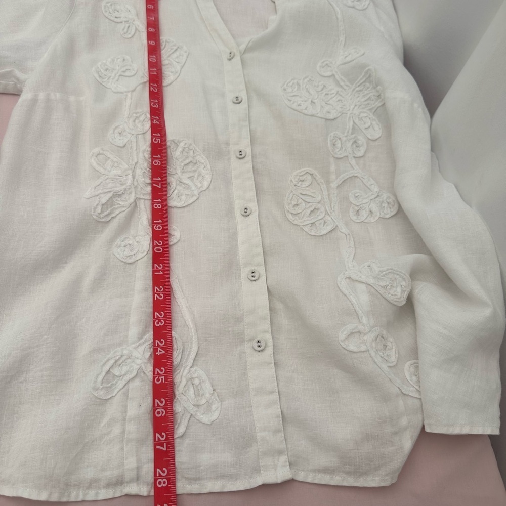 Charter Club Cream Linen Blouse 100% linen #A2 - Picture 9 of 9